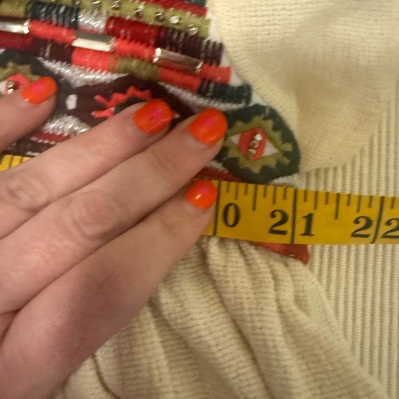 Bohemian Linen Cream Blouse with Colorful Embroidery XL - Picture 6 of 7